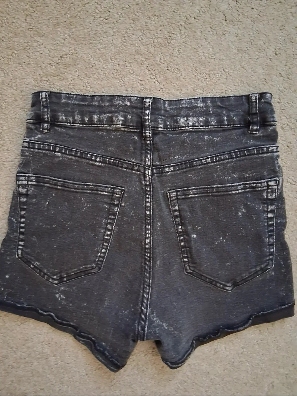H&M High-Rise Black Washed Denim Shorts